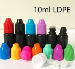 Top Black Dropper Bottle Plastic Empty Bottles With Long and Thin Tips Tamper Proof Childproof Safety Cap Needle 10ml 30ml