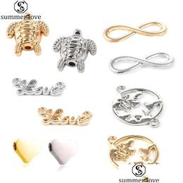 Charms Antique Sliver Gold Infinity Love Elephent Word Heart Connector Making Metal Bracelet Necklaces Ornaments Jewelryz Drop Dh4Pb