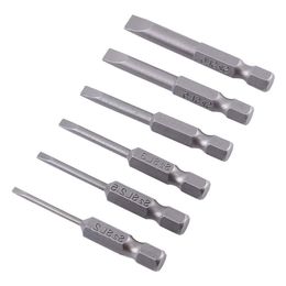 Freeshipping 60pcs Hex Shank 50mm 20-60mm 025" S2 Hex Shank Alloy Flat Head Magnetic Tip Slotted Screwdriver Bits Gdjhj