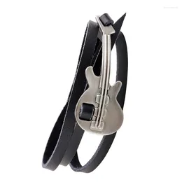 Charm Bracelets 3D Guitar Leather Bracelet Jewellery Punk Multi-Layer Guitars Street Men And Women Music Lovers The Gift Wholesale