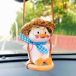 Interior Decorations Car Hanging Scarf With Glasses Duck Pendant Rearview Mirror Ornaments Birthday Auto Decoraction Gypsum Anime Accessories AA230407