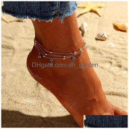 Barefoot Sandals Blue Evil Eyes Beads Anklets For Women Sandals Pseras Tobilleras Mujer Pendant Anklet Bracelet Foot Fashion Dhgarden Dhow2