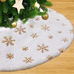 Christmas Decorations 38CM Plush Tree Skirt White Snowflakes Faux Fur Xmas Trees Skirts Base Cover Year Navidad Party Decoration Carpet