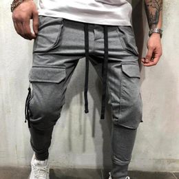 Men's Pants Military Tactical Cotton Cargo For Mens Elastic Casual Trousers Zipper Multi-Pocket Joggers Fashion Khaki Black