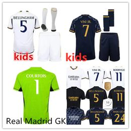 23 24 Kids Goalkeeper kit COURTOIS Kepa soccer jerseys 2023 2024 BELLINGHAM VINI JR football shirts CAMAVINGA ALABA MODRIC VALVERDE RODRYGO kids kit uniform