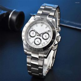 Wristwatches 40mm Men's Quartz Watch Waterproof Casual Sport Style 316L Stainless Steel Case Strap Sapphire Glass Solid Caseback Chronograph