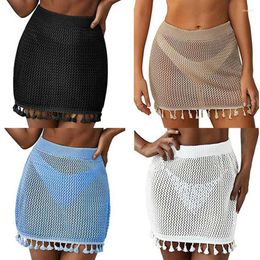 Skirts Fashion Summer Cover Up For Women Beach High Waist Sarong Bikini Skirt Bottom With Tassels Solid Colour Swimwear Wrap