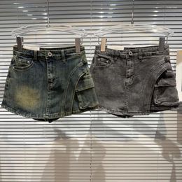 Women's Jeans 2023 Summer Collection Vintage Big Pockets Denim Shorts Skirt Women Short 840