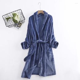 Women's Sleepwear Couple Flannel Kimono Robe Pyjamas Autumn Winter Warm Women Bathrobe Soft Solid Men Plus Size Homewear Clothes