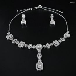 Necklace Earrings Set 2023 Trendy Silver Colour Korean Women And Party Gift Jewellery Bulk Sell Christmas E007-X007