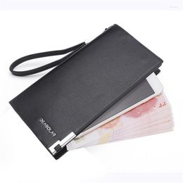 Wallets 2023 Fashion Long Wallet Mens Business Slim PU Leather Male Purse Big Capacity Zipper Money Bag Dollar Card Holder