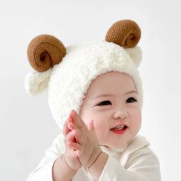 Caps Hats Winter kawaii Sheep Fruits Baby Hat Warm Plush Baby Boy Girl Cap Ear Protection Hats Solid Colour Earflap Kids Cap For Children 231108