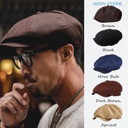 Berets Madden Frock Retro Baseball Beret Men's And Women's Four Seasons British Vintage Sboy Octagonal Cap Short Brim Peaked