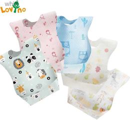 Bibs Burp Cloths 5PCS Waterproof Baby Bibs Soft Disposable Baby Feeding Bib Baby Stuff Solid Feeding Cute Cartoon Print Girl Boy Bibs Burp ClothsL231108