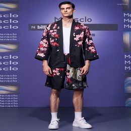 Men's Tracksuits CharmkpR Handsome Men's Carp Flower Printing Japanese Style Sets Fashion Casual Elastic Waist Kimono Two172w