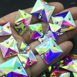 Beads TopStone Crystal AB Square Resin Rhinestones Sewing Jewelry Flat Back 16 10 22 Mm Sew On Stone