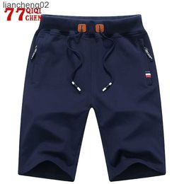 Men's Shorts Men's Summer Cotton Shorts 2022 Casual Bermudas Men Black Boardshorts Homme Baseball Elastic Waist Beach Shorts Male Knee Length W0408