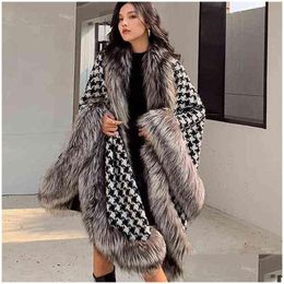 Women'S Fur Faux Sier Coat Winter Women Shawl Houndstooth Cape In Stock Cloaks Jacket For Evening Party X1106 Drop Delivery Appare Dhnmi