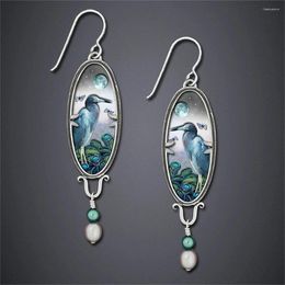 Dangle Earrings Womens Fashion Jewellery Cold Wind Elegant Raven Drop Bird Flower Stud Unique Charming Oval
