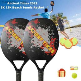 Tennis Rackets 2022 New 12K Full Carbon Fibre Rough Beach Tennis Racket With Bag To Send Prium Sweatband Plus Tennis Padel Q231109