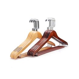 Hangers Racks Coat hanger non slip metal hanger solid wood hanger for clothing pants Perchas Para La Rope wardrobe organizers 230408