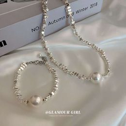 Broken Sier, Several Taels of Pearls, Irregular Geometric Chain Necklace, Mori Style Fashionable Temperament, Collarbone Chain,