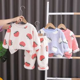 Pyjamas Girls Pyjamas Sets Velvet Pijamas For Kids Children's Underwear Suit 2023 Autumn Winter Kids Warm Sleepwear Baby Home Clothing R231108