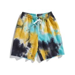 Men's Shorts Summer Cotton Beach Relax Casual Short Pant Sweat Tie Dye Sweatpants Pockets Pants Plus Size