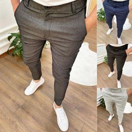 Casual Pants For Men Fashionable Slim-fit Zipper Trousers Plain Plus Size 3xl 4xl Daily Work Streetwear Slacks240E