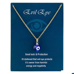 Pendant Necklaces 2022 New Fashion Turkish Evil Eye Blue Amet Necklace Pendant Women Accessories Friendship Jewelry Lucky Gi Dhgarden Dh5Qx