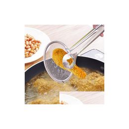 Other Kitchen Tools New Mtifunctional Philtre Spoon With Clip Food Oilfrying Bbq Stainless Steel Clamp Strainer 20Pcs/Lot Drop Delive Dh3Kj