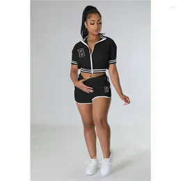 Women's Tracksuits -selling Fashion Lapel Short-sleeved Printed Jacket And Casual Shorts Summer College Style Personalised Women Suit