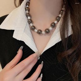 Choker Irregular Pearl Acrylic Round Beaded Sweater Chain Necklace For Women Fashion Everyday Versatile Statement Jewelry