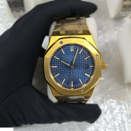 mens watch high quality 41mm watches 8215 Automatic movement Sapphire glass Luminous Waterproof blue dial Screw gold stainless steel luxury business watch with box