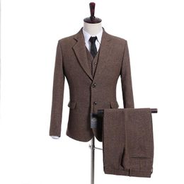 Men's Suits & Blazers Herringbone 2 Buttons Notch Lapel Men Slim Fit Costume Wedding Dress Groom Tuxedos Prom Coat Pant Vest Tie