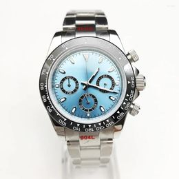 Wristwatches 20 Colour Business 39mm Quartz Watch Men's Timing Sapphire Crystal VK63 Movement Calendar Luminous Blue Dial Stainless Steel
