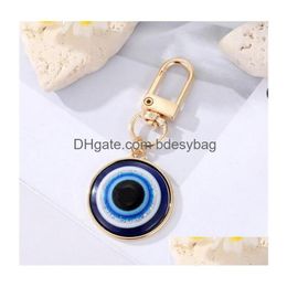 Key Rings Turkish Blue Eye Pendant Keychain Key Ring For Men Women Couple Freind Gift Evil Bag Car Accessories Wholesale Drop Delivery Dhnuh