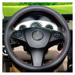 Steering Wheel Covers For GLK300 SLK350 SLK200 SLK280 CLS260 SLK320 350 200 Leather DIY Hand Stitch Car Cover