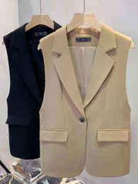 Women's Vests Arrival Women Casual Vest Ladies Apricot Black Slim Sleeveless Blazer Jacket Coat For Business Work Wear