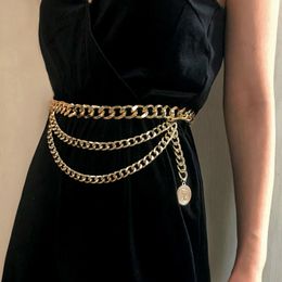 Belts Tassel Gold Chain For Women Dresses Designer Brand Luxury Punk Fringe Silver Waist Female Metal Golden Dress 230407