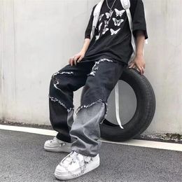 Men's Jeans Men's jeans with perforations casual retro straight legs Korean fashion street clothing Harajuku Trousers 230407