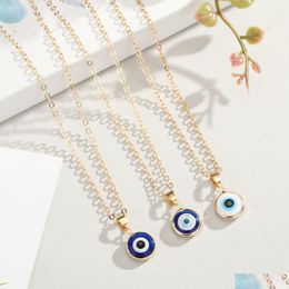 Pendant Necklaces 2021 Vintage Ethnic Round Turkey Evil Eye Necklace For Women Gold Sier Colour Blue Pendant Choker Clavicle Dhgarden Dhfyc