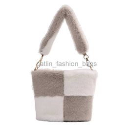 Shoulder Bags Women Tote Bag Large Capacity Fur andbag Contrast Zipper Autumn Winter Soulder Bag For Wome andbagcatlin_fashion_bags