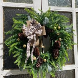 Decorative Flowers Christmas Wreath With Pine Cone Flower Garland Merry Garlands Decorations Year Navidad Outdoor Window Decoration