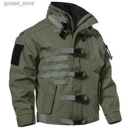 Men's Jackets Motorcycle Jackets Men Tactical Waterproof Coats Military Multi-pocket Biker Bomber Jacket Retro Outdoor Windbreaker Ropa Hombre Q231109