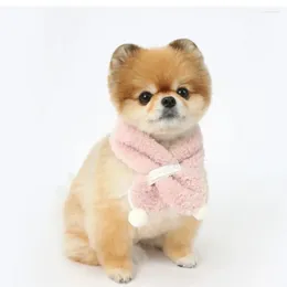 Dog Apparel Warm Pet Lamb Fleece Scarf Hair Ball Necklace Cat Supplies Winter Candy Colour Puppy