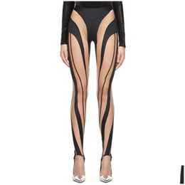 Women'S Pants Capris Womens Sexy Spliced Mesh Footwear Leggings Design Senses Spicy Girls Show Long Legs Drop Delivery Apparel Clot Otd0I