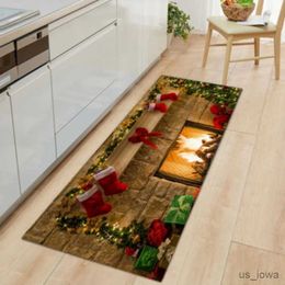 Carpets Christmas Kitchen Floor Mat Home Entrance Doormat Decor Bathroom Anti-Slip Foot Pad Carpet for Living Room Hallway Rugs
