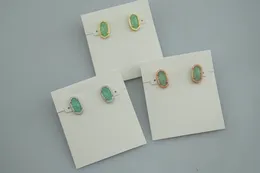 Stud Hook Stone Real 18K Gold Plated Ligth Green Quartz Dangles Earrings Jewelries Letter Gift With free dust bag