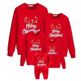 Family Matching Outfits Xmas Pyjamas Family Mom and Daughter Matching Clothes Cotton Sweater Merry Christmas Print Matching Christmas Outfits for Family 231107